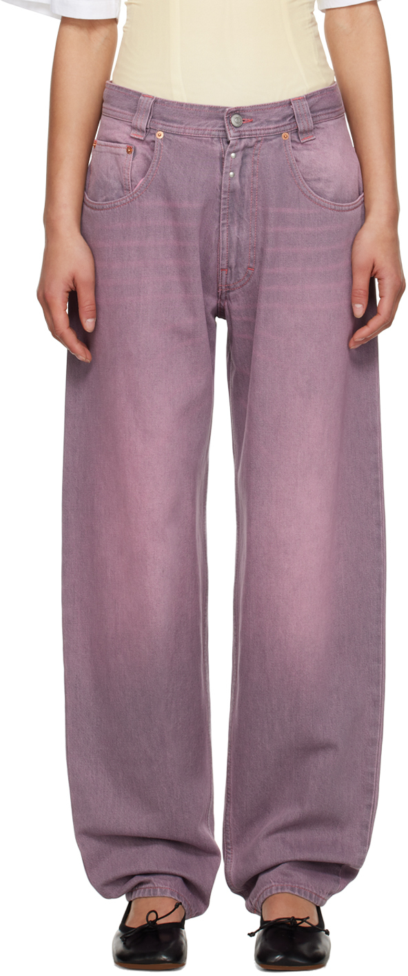 Mm6 Maison Margiela Purple Drawstring Jeans In 252 Pink