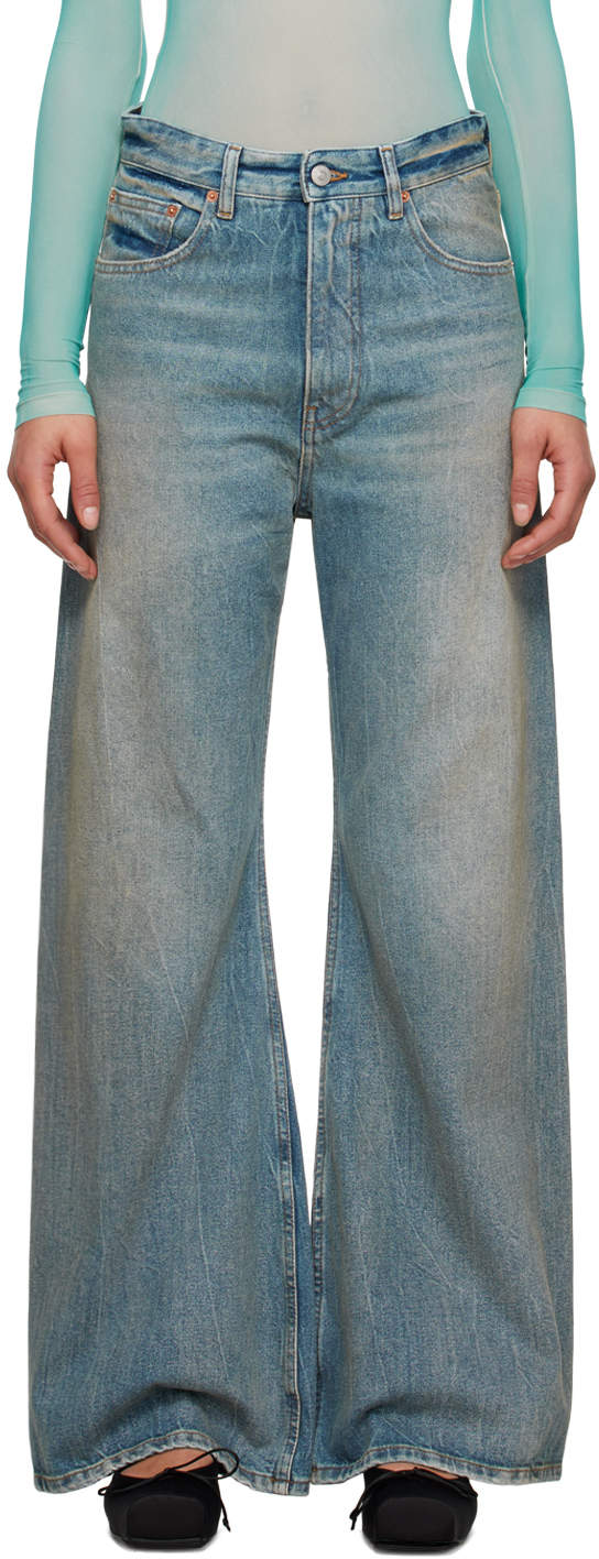Blue Flared Jeans by MM6 Maison Margiela on Sale