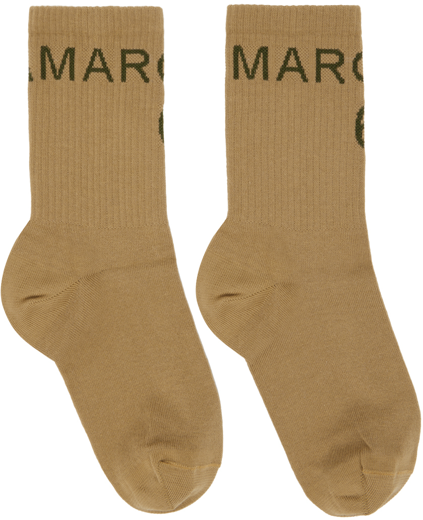 MM6 Maison Margiela Beige Bootleg Socks