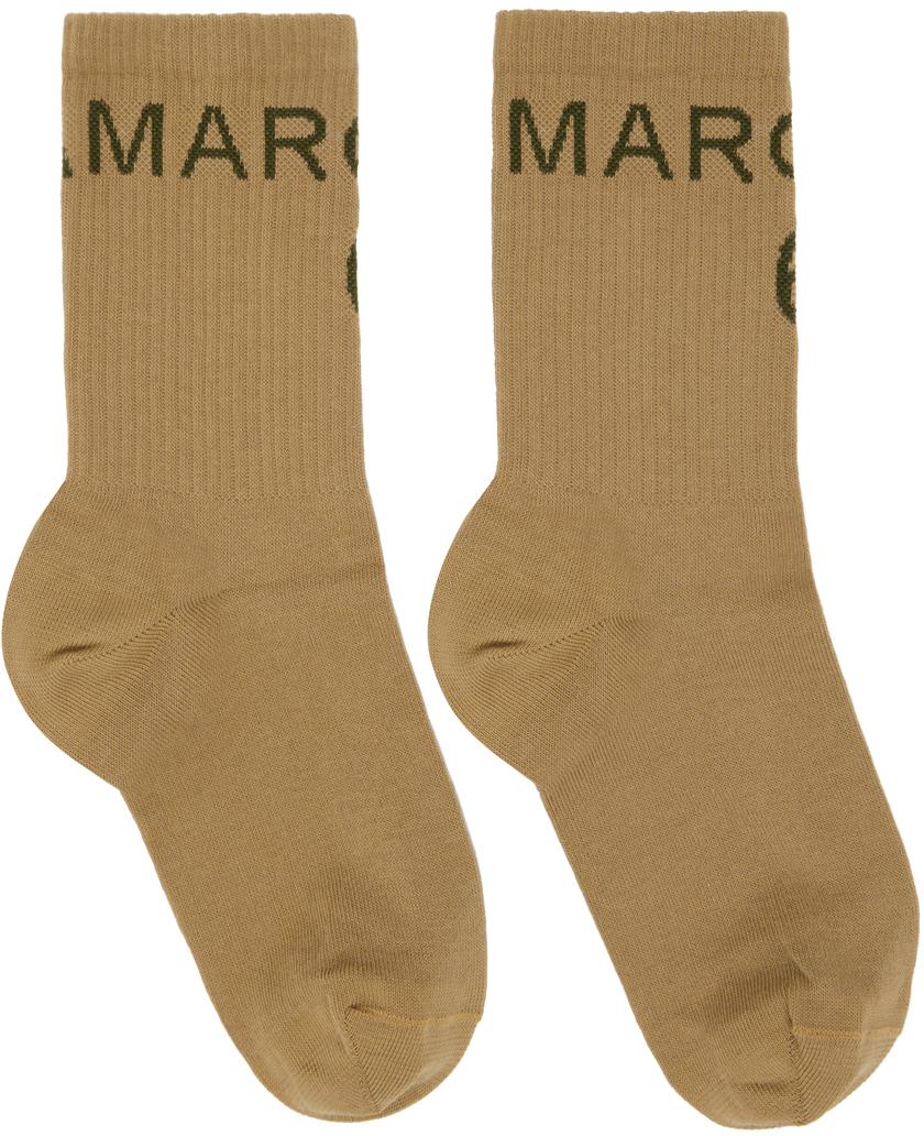 Beige Bootleg Socks by MM6 Maison Margiela on Sale