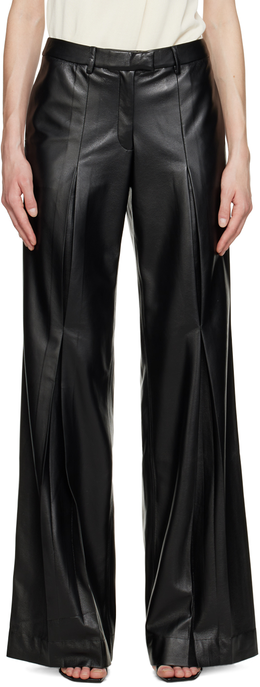 Shop Aya Muse Black Vortico Faux-leather Trousers