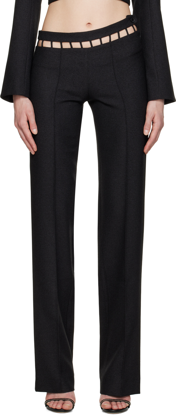 Aya Muse Osmia Cut-out Detail High-waisted Trousers In Black