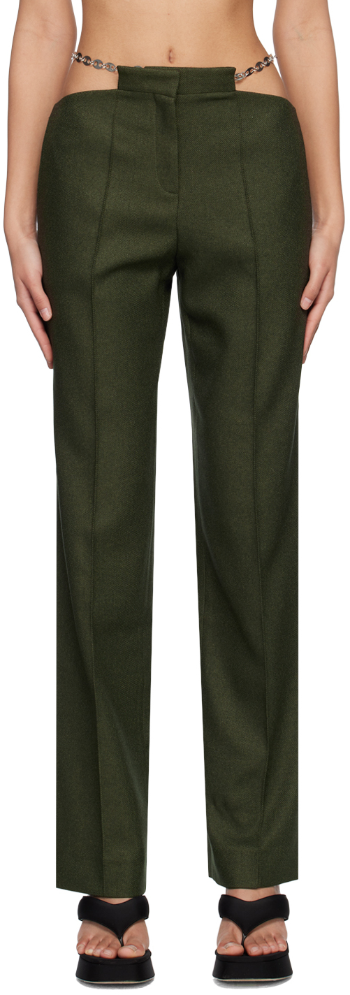 Shop Aya Muse Green Pomo Trousers In Pine
