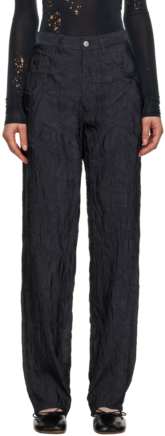 Mm6 Maison Margiela Black Drawstring Trousers In 900 Black