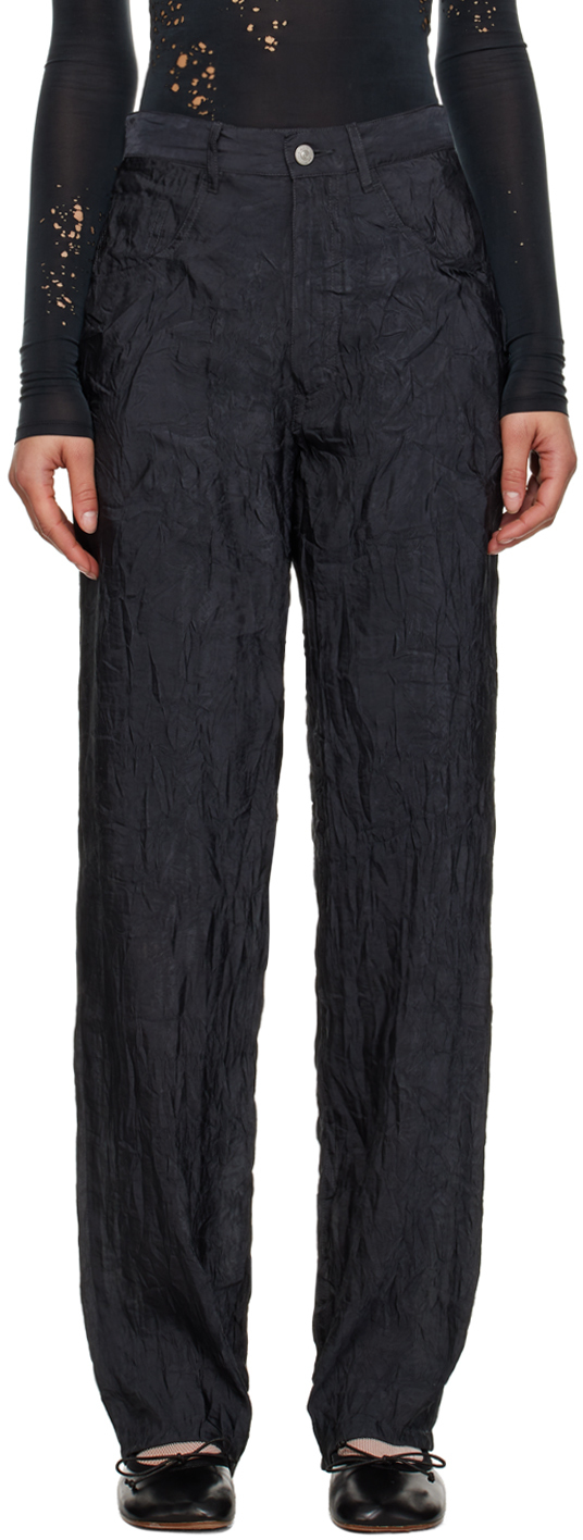 Black Drawstring Trousers by MM6 Maison Margiela on Sale