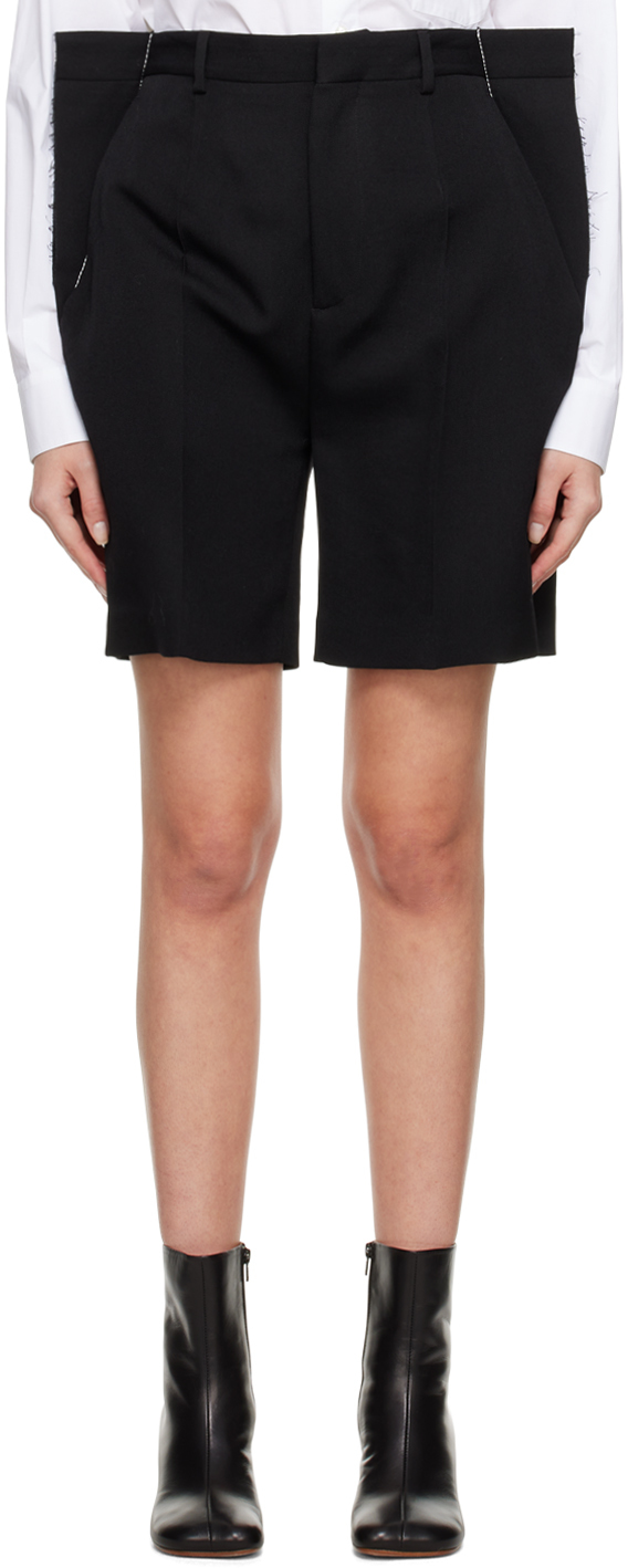 MM6 Maison Margiela: Black Raw Edge Shorts | SSENSE