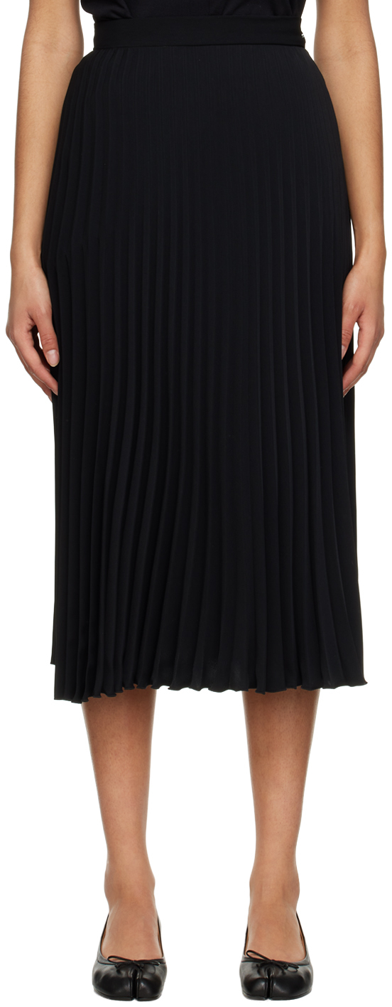 MM6 Maison Margiela Black Pleated Midi Skirt