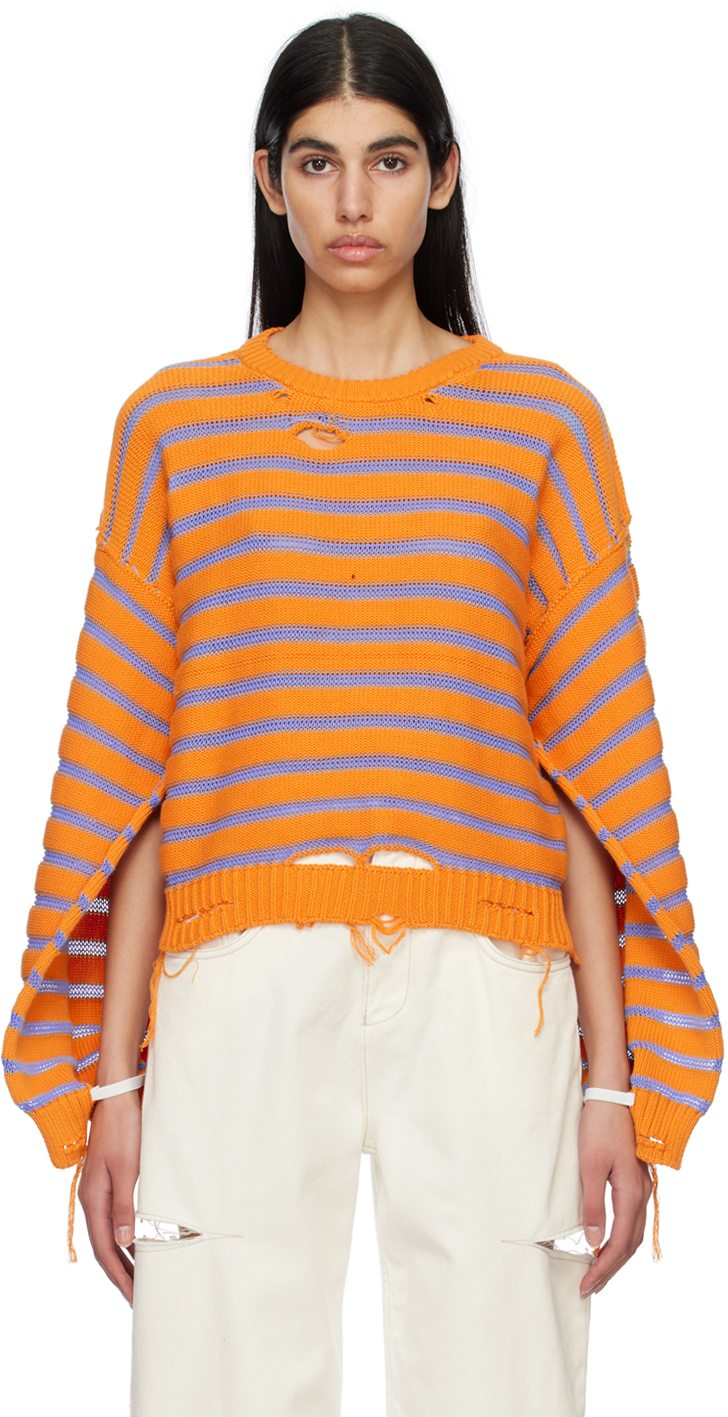 Mm6 Maison Margiela Sweater In Orange/light Blue In Multi