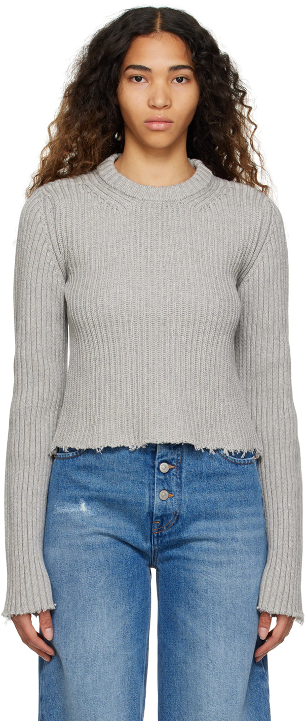 Shop Mm6 Maison Margiela Gray Cutout Sweater In 851m Grey