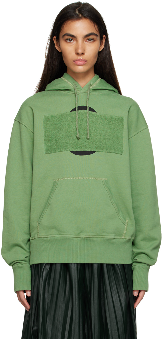 Mm6 Maison Margiela Green Patch Hoodie In 627 Clover