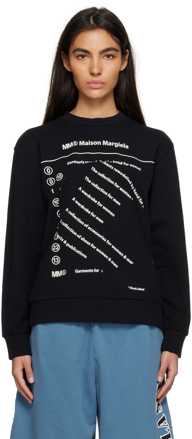 Shop Mm6 Maison Margiela Black Printed Sweatshirt In 900 Black