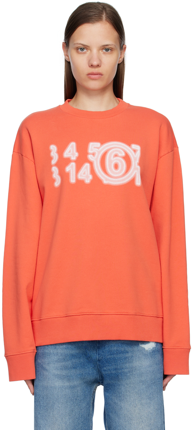 Mm6 Maison Margiela Logo-print Cotton Sweatshirt In 204 Burnt Orange