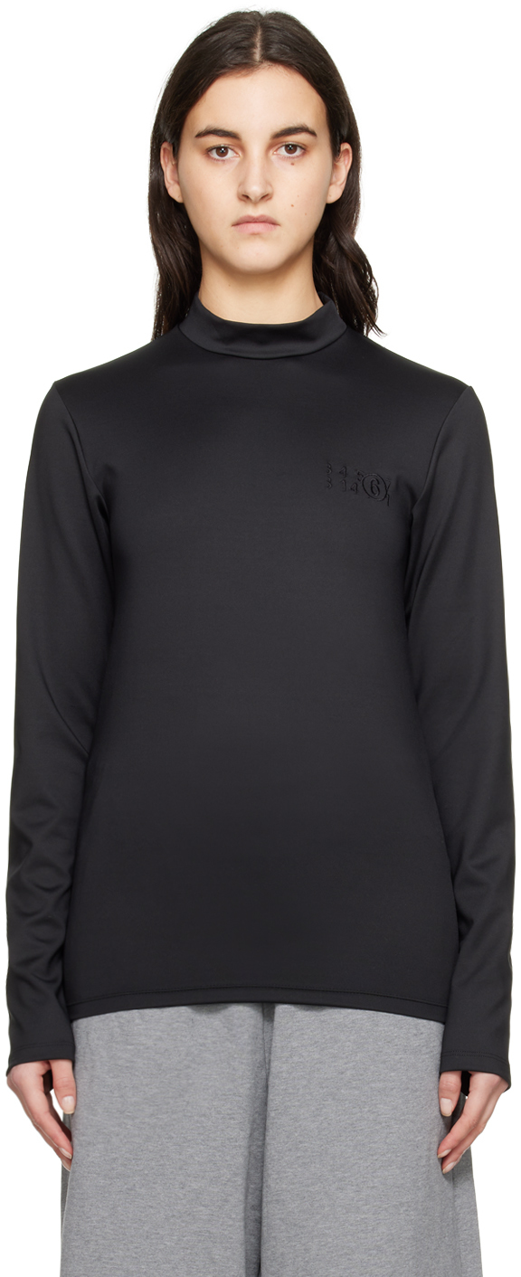 Mm6 Maison Margiela Black Embroidered Turtleneck In 900 Black