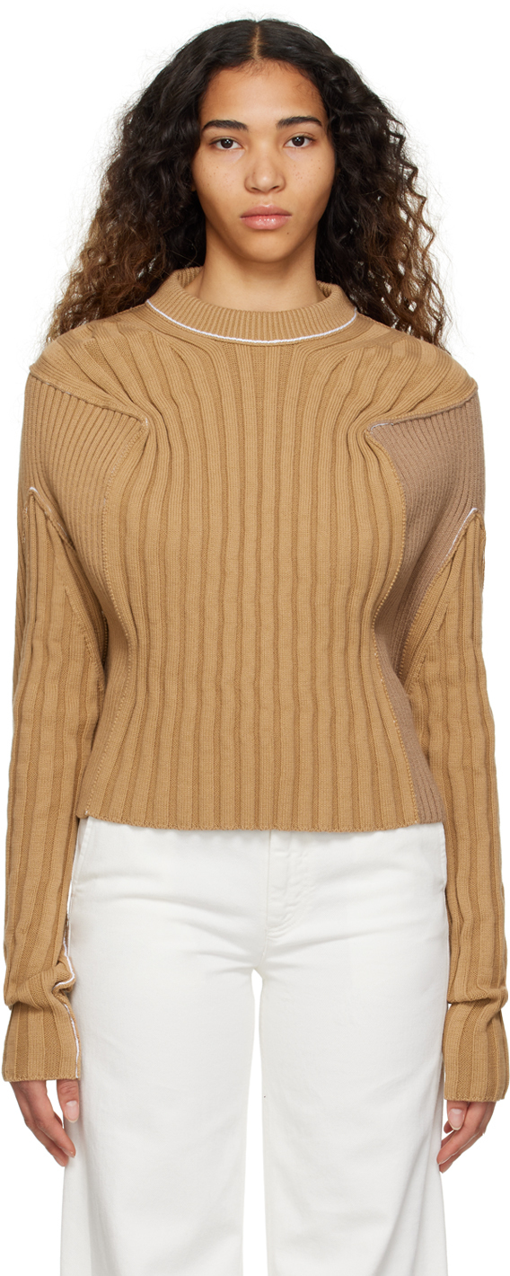 Tan Paneled Sweater