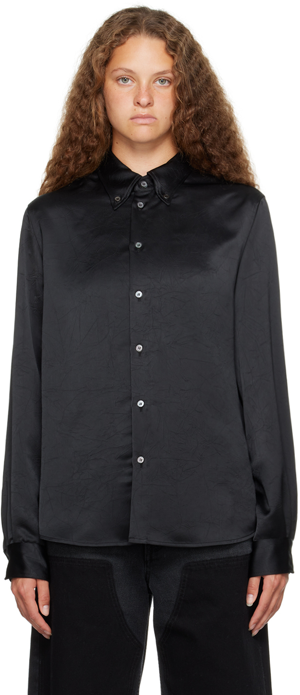 Mm6 Maison Margiela Black Crinkled Shirt In 900 Black