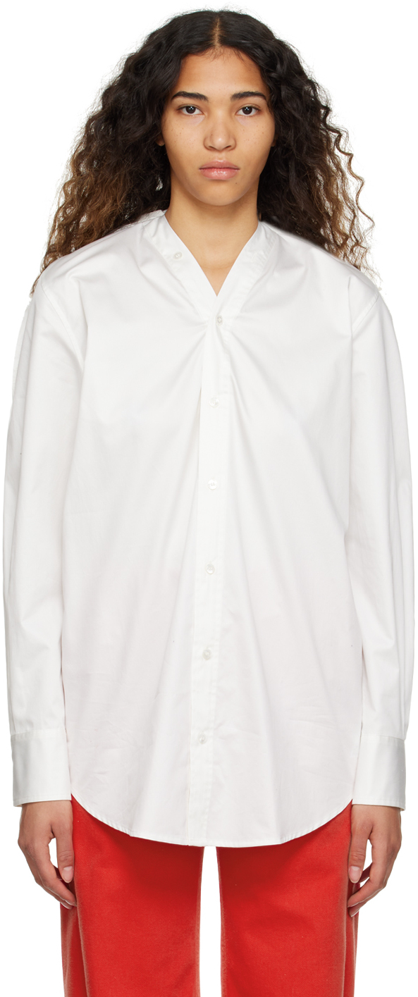 Mm6 Maison Margiela White V-neck Shirt In 102 Off White