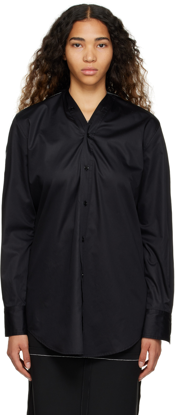 Mm6 Maison Margiela Black V-neck Shirt In 900 Black