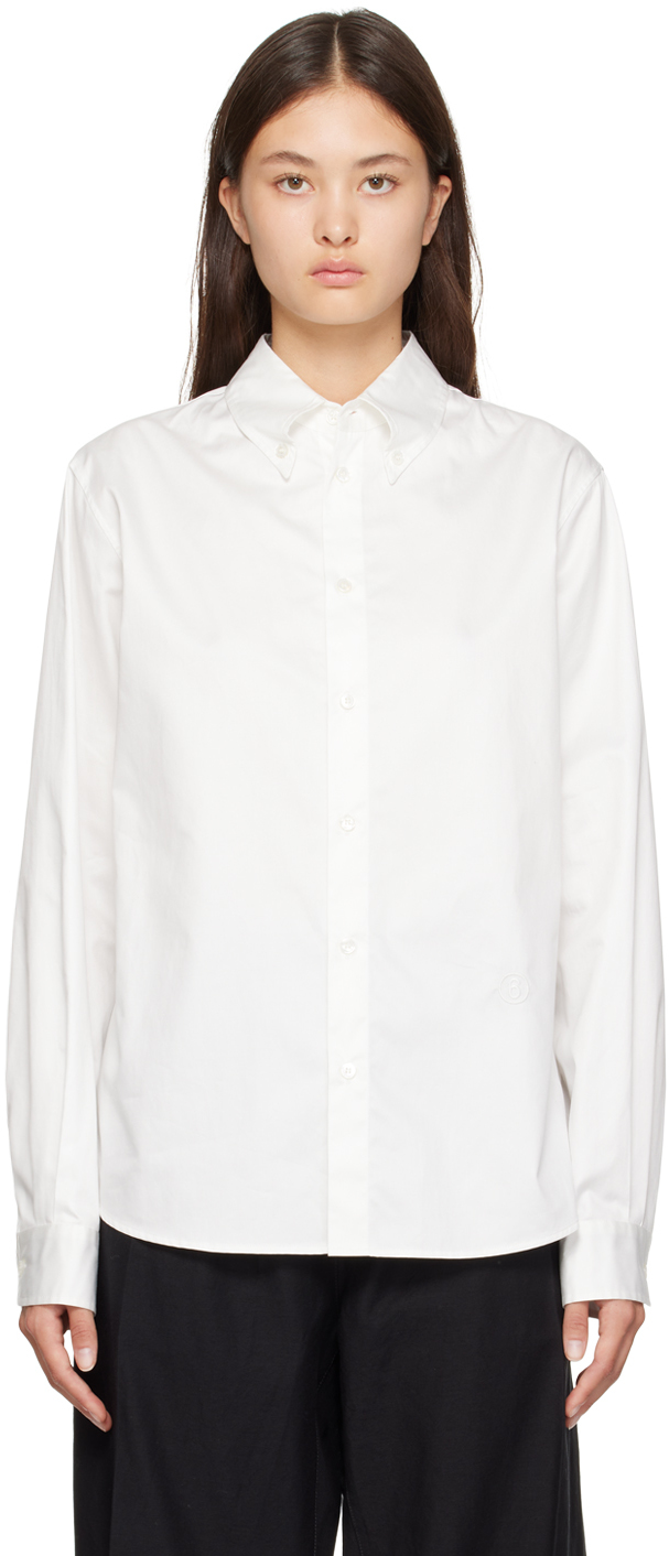 White Embroidered Shirt by MM6 Maison Margiela on Sale