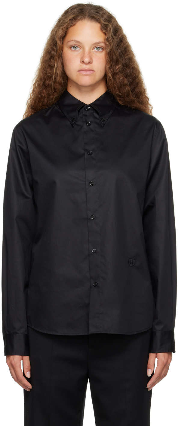 Mm6 Maison Margiela Black Embroidered Shirt In 900 Black