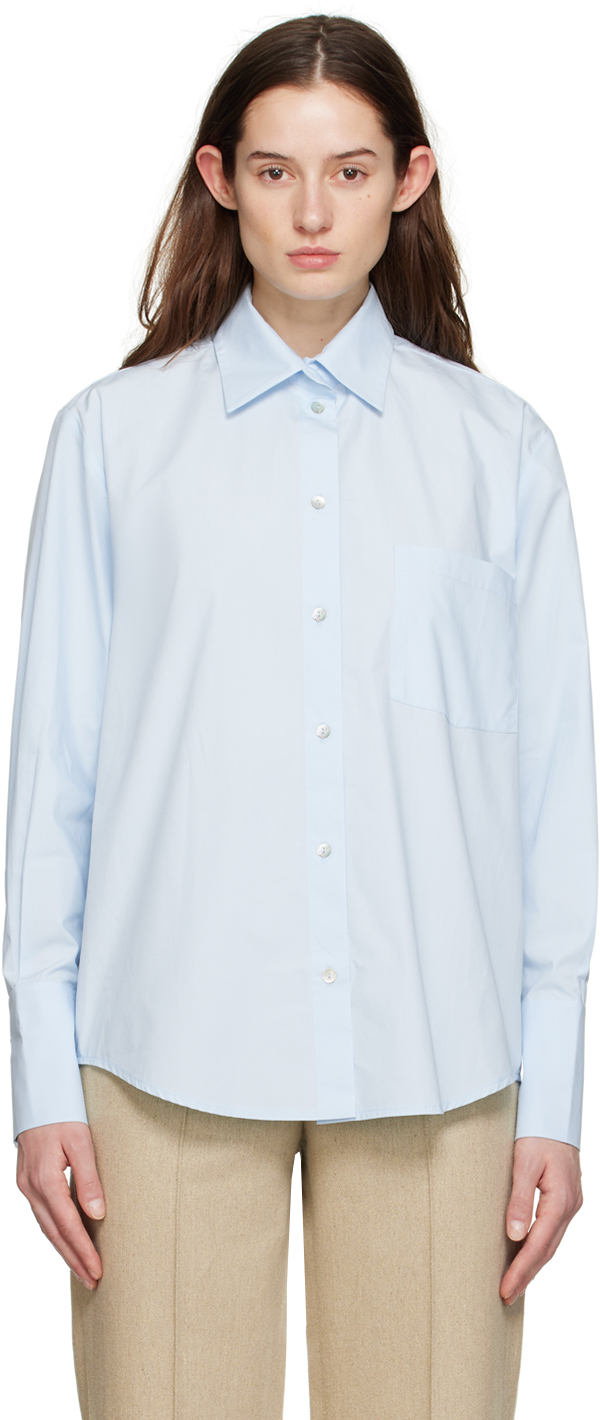 Aya Muse Cotton Button-up Shirt In Blue