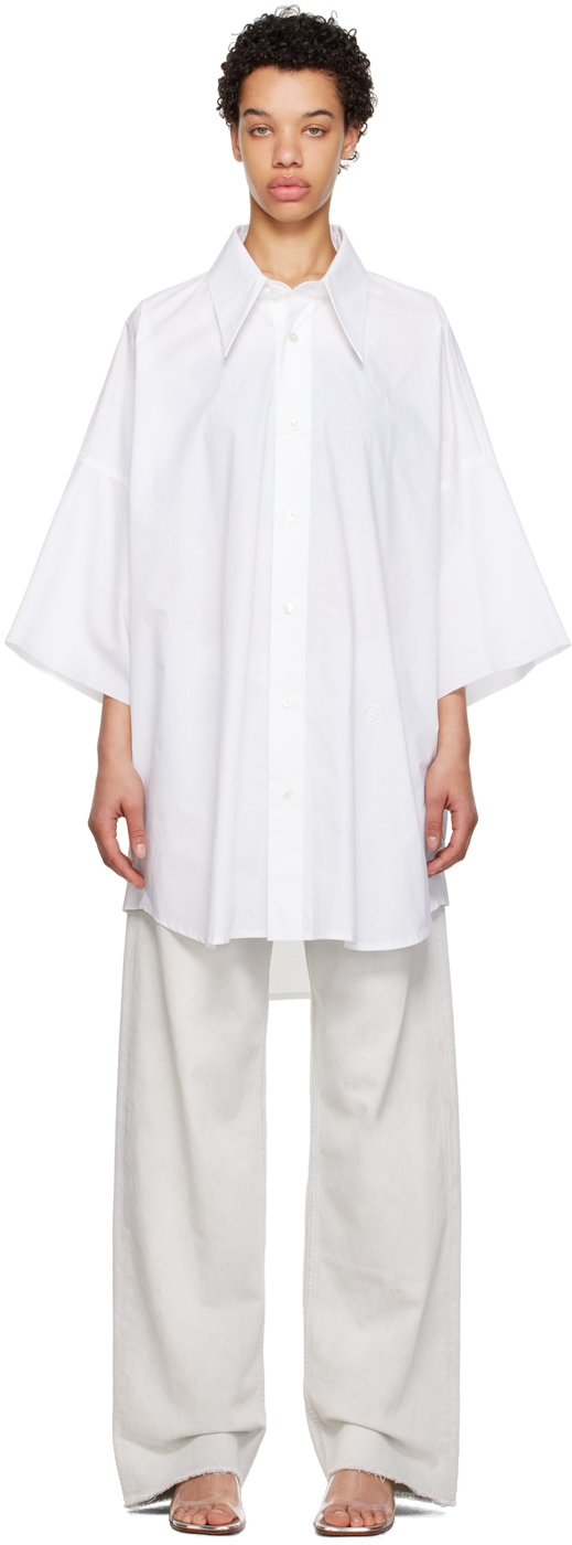 Mm6 Maison Margiela White Oversized Shirt In 100 White