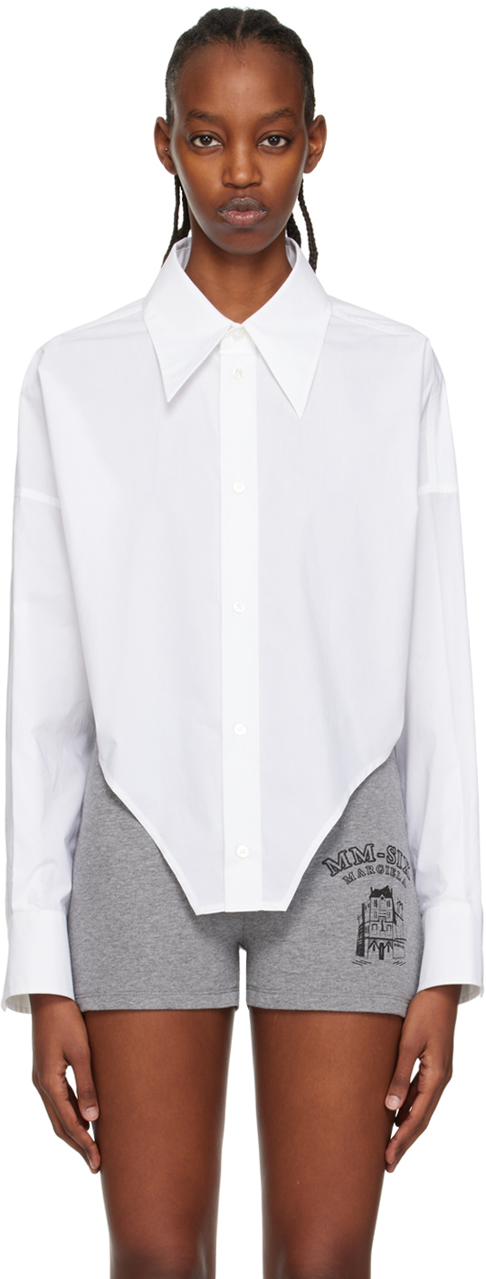 White Curved Hem Shirt