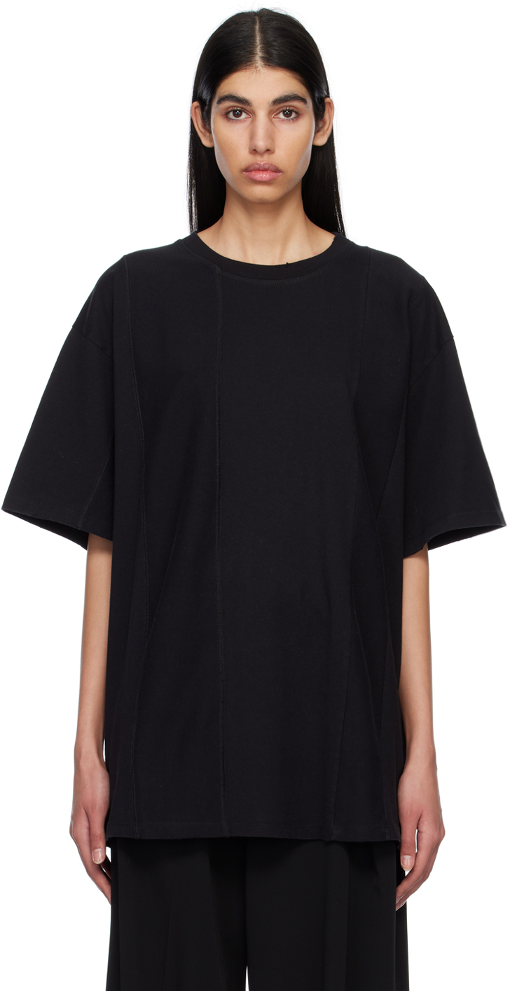 MM6 Maison Margiela: Black Paneled T-Shirt | SSENSE