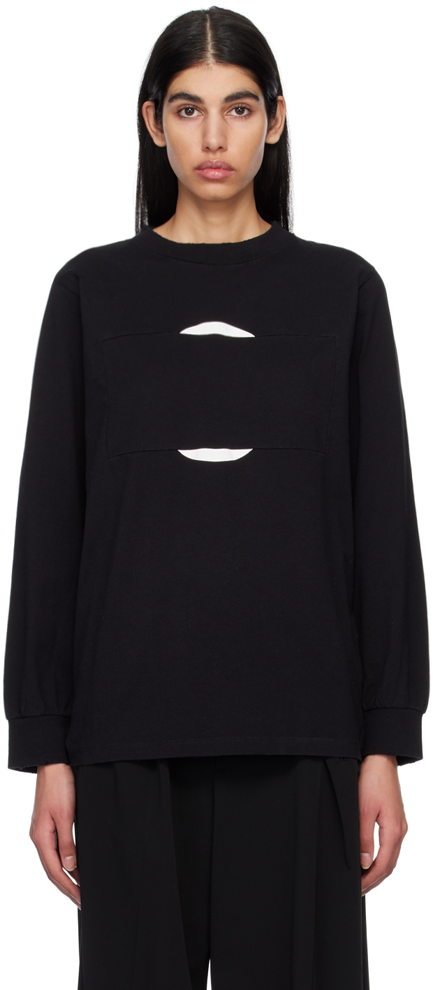 MM6 Maison Margiela Black Paneled Long Sleeve T-Shirt