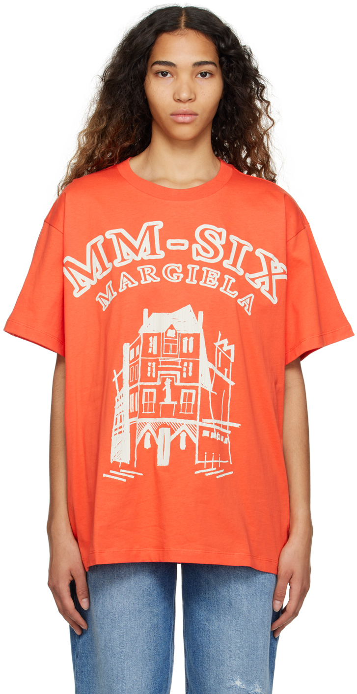 Mm6 Maison Margiela Logo-print Cotton T-shirt In 204 Burnt Orange