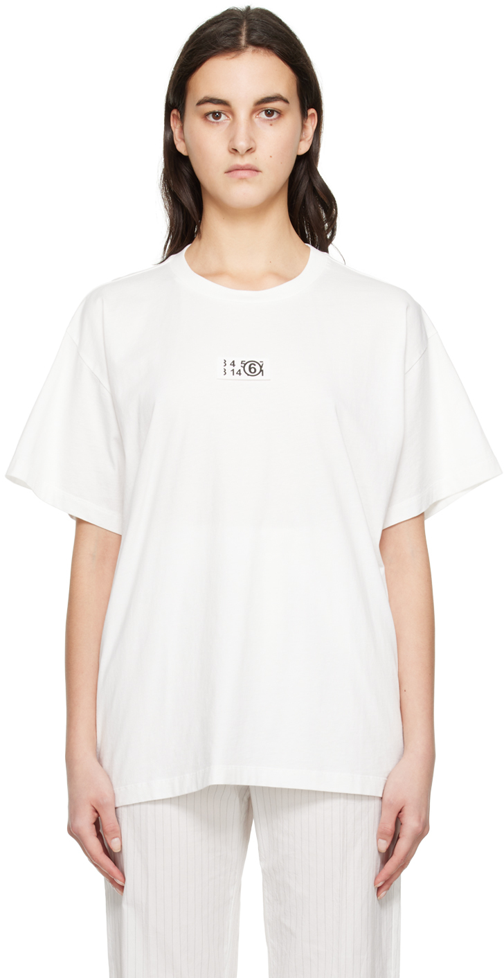 Shop Mm6 Maison Margiela White Patch T-shirt In 101 Off White
