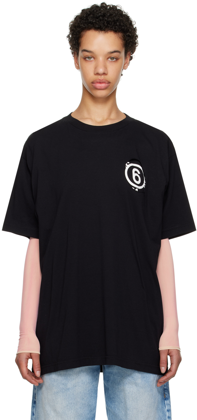 Mm6 Maison Margiela Black Cutout T-shirt In 900 Black