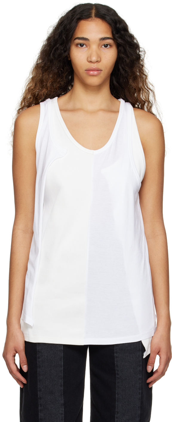 Shop Mm6 Maison Margiela White Spliced Tank Top In 963 Off White