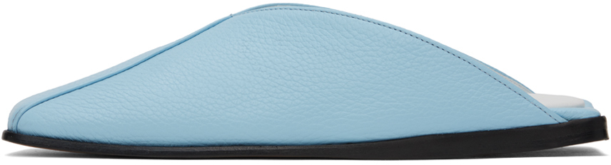 Mm6 Maison Margiela Blue Square Toe Slippers In T6145 Air Blue