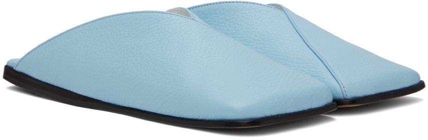 Mm6 Maison Margiela Blue Square Toe Slippers In T6145 Air Blue