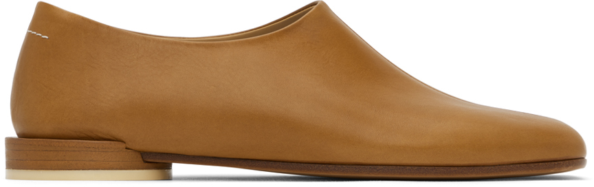 Mm6 Maison Margiela Tan Square Toe Loafers In T2155 Chipmunk