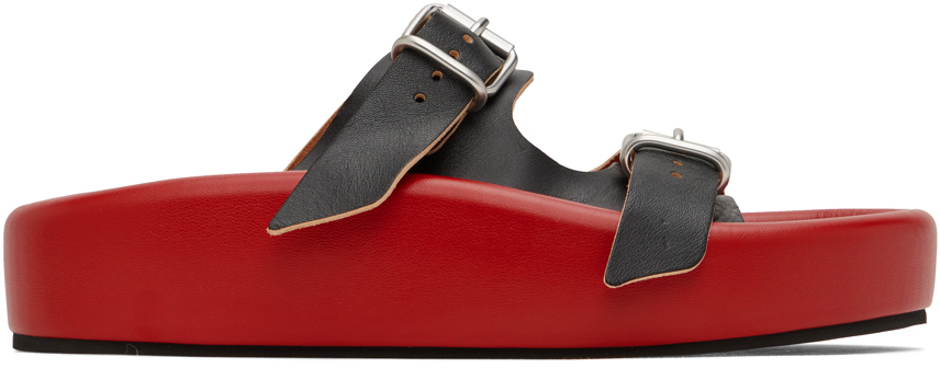 Mm6 Maison Margiela 20毫米皮革凉鞋 In Red,black
