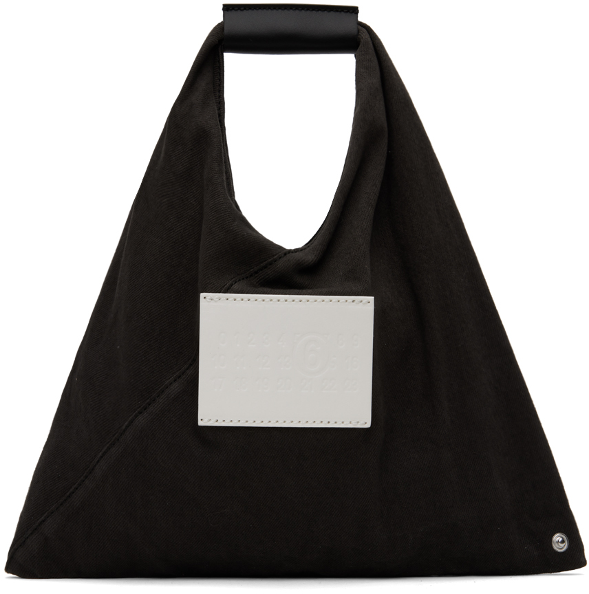 MM6 Maison Margiela: Black Mini Triangle Denim Tote | SSENSE