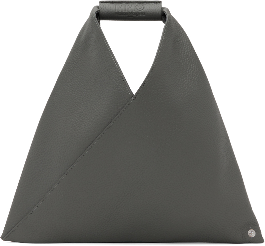 MM6 Maison Margiela: Gray Mini Triangle Tote | SSENSE Canada