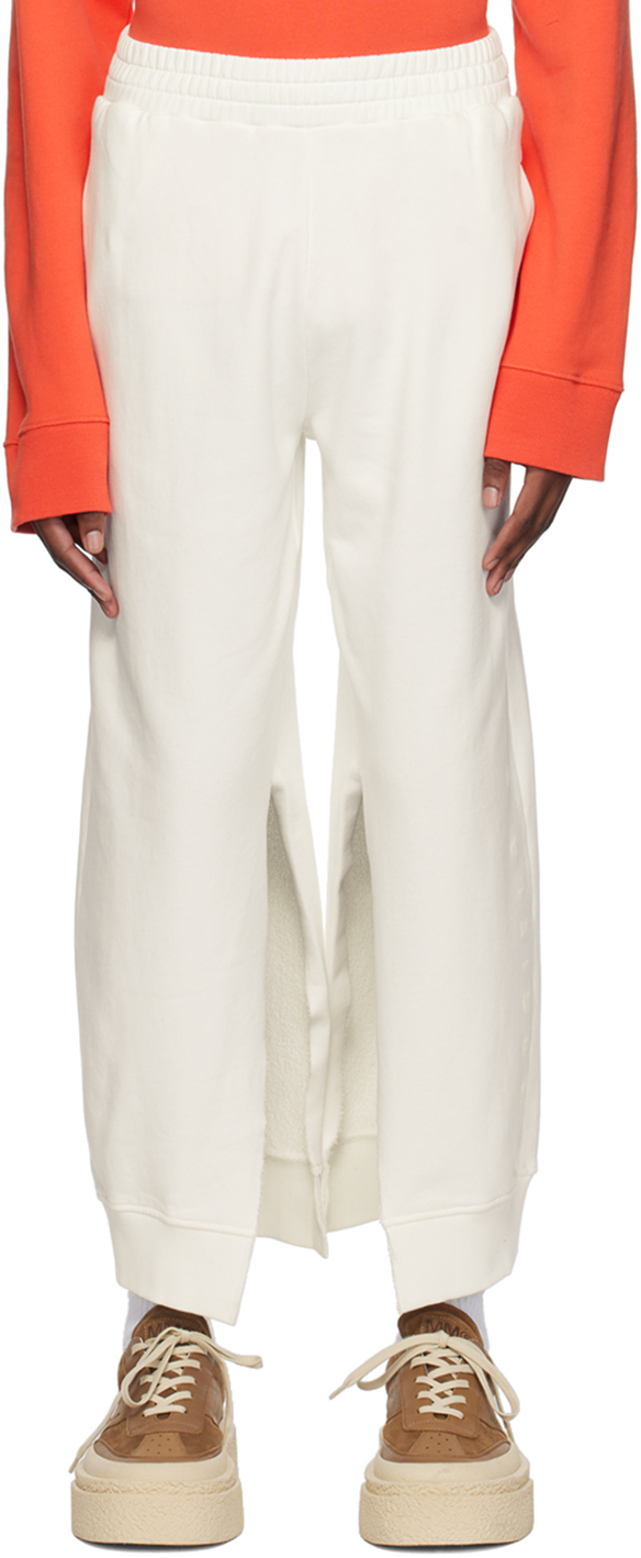 Mm6 Maison Margiela Off-white Vented Sweatpants In 101 Off White