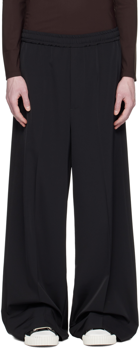 Mm6 Maison Margiela Twill-weave Wide-leg Trousers In Black