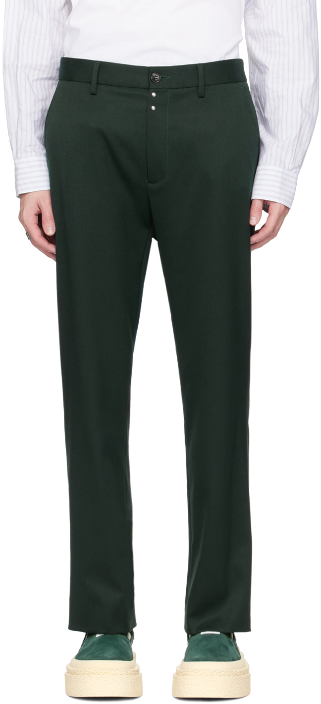 Shop Mm6 Maison Margiela Green Tapered Trousers In 650 Poison Green