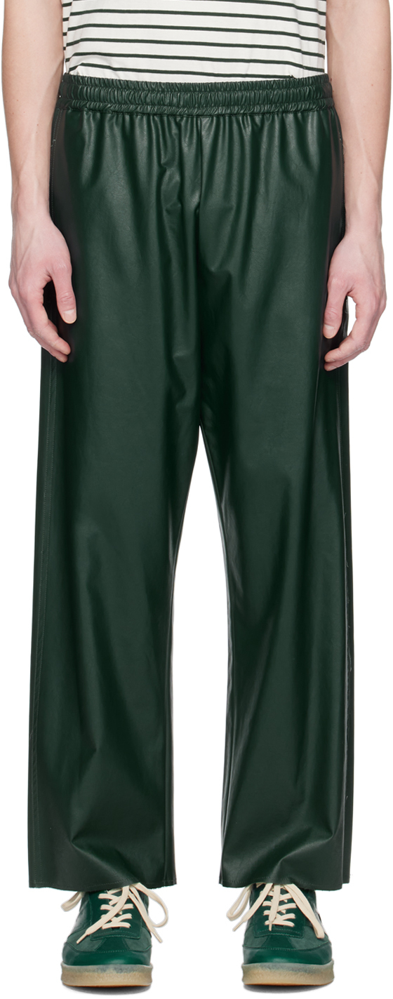 Mm6 Maison Margiela Green Faux-leather Trousers In 632 Green