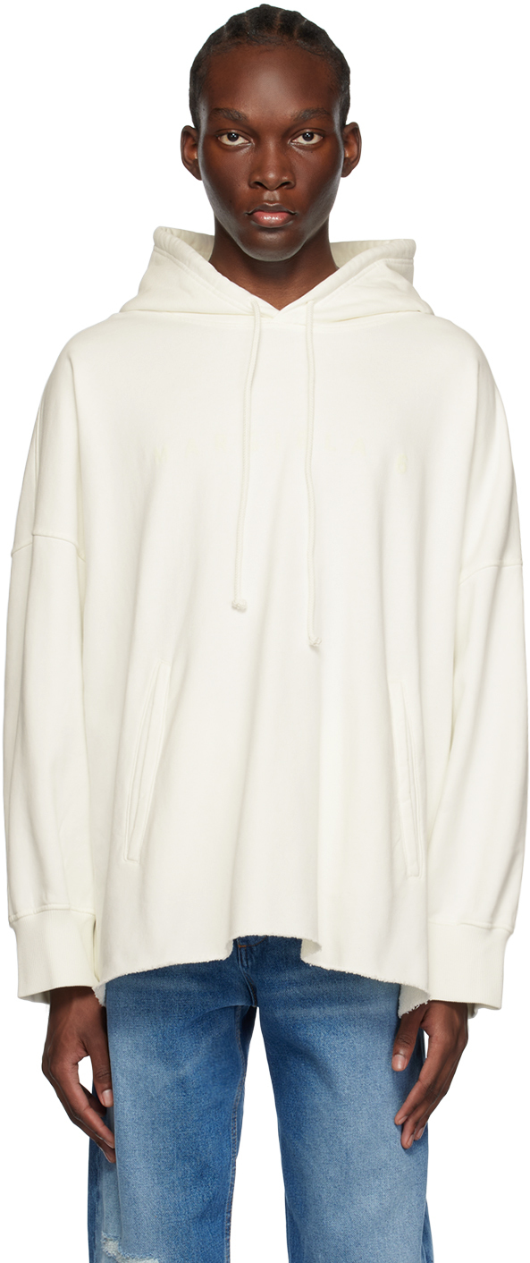 Mm6 Maison Margiela Off-white Printed Hoodie In 101 Off White