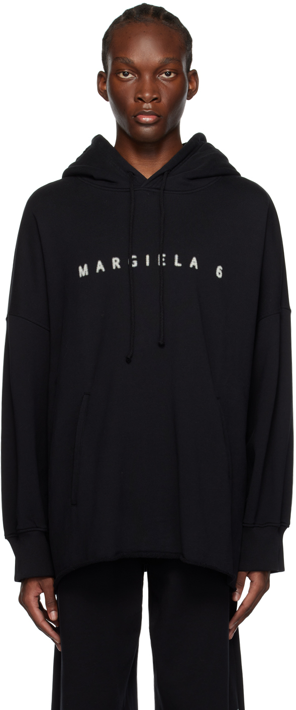 Mm6 Maison Margiela Black Printed Hoodie In 900 Black