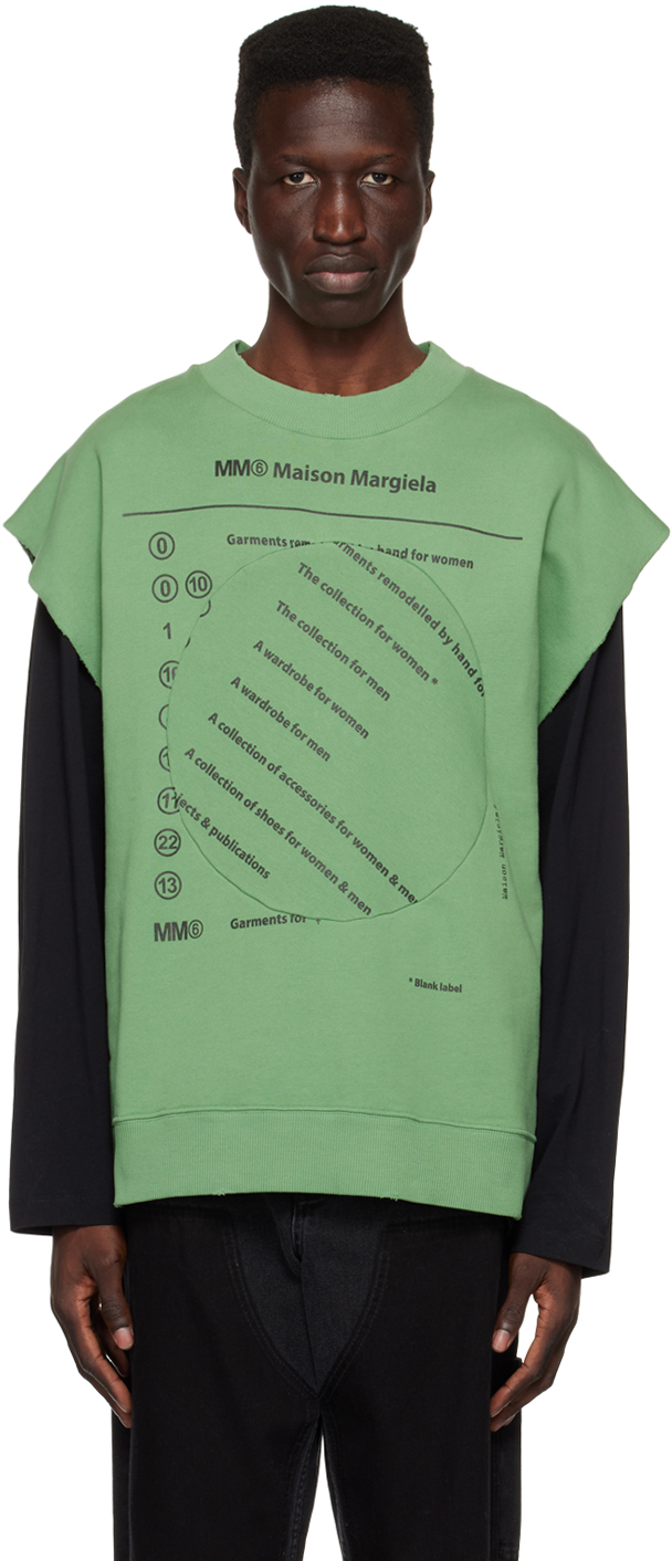 MM6 Maison Margiela Green Paneled Sweatshirt