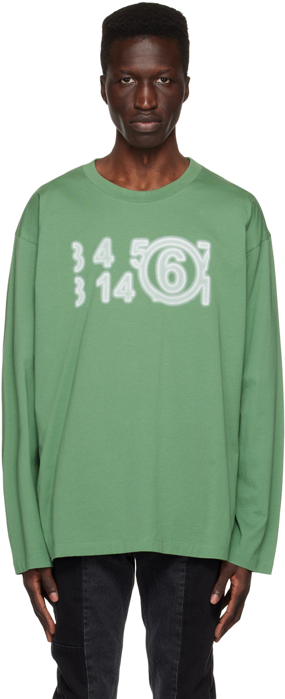 MM6 Maison Margiela: Green Zoom Long Sleeve T-Shirt | SSENSE
