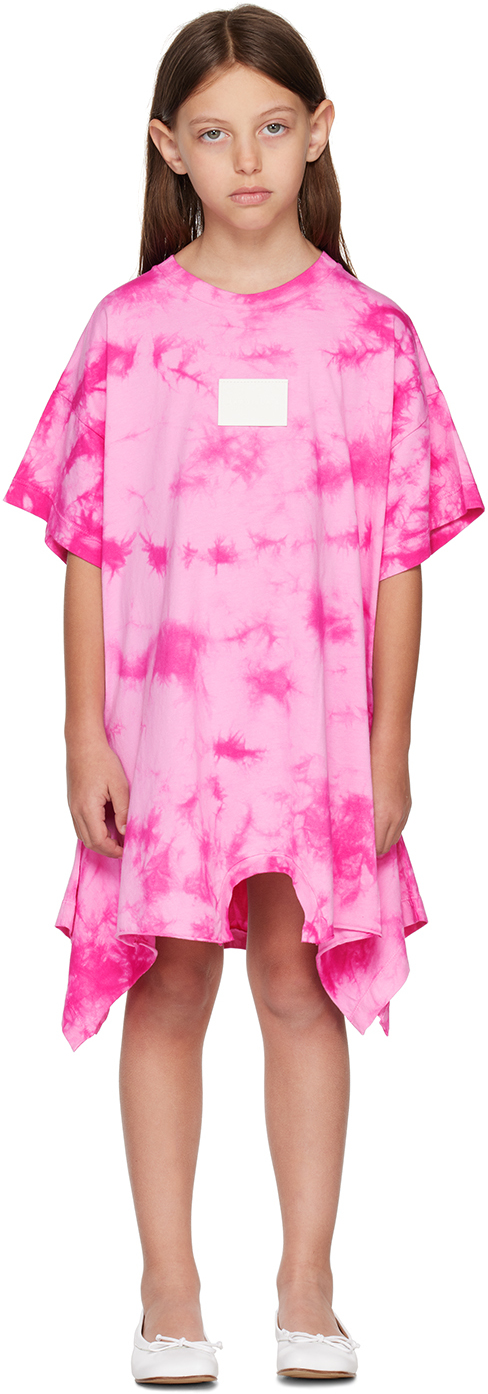 Mm6 Maison Margiela Kids Pink Tie-dye Dress In M6303