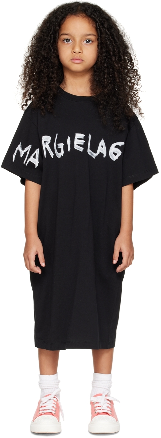 MM6 MAISON MARGIELA KIDS BLACK PRINTED DRESS
