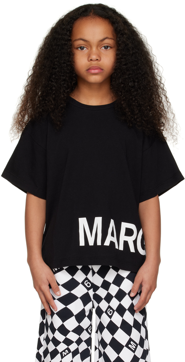 MM6 MAISON MARGIELA KIDS BLACK PRINTED T-SHIRT
