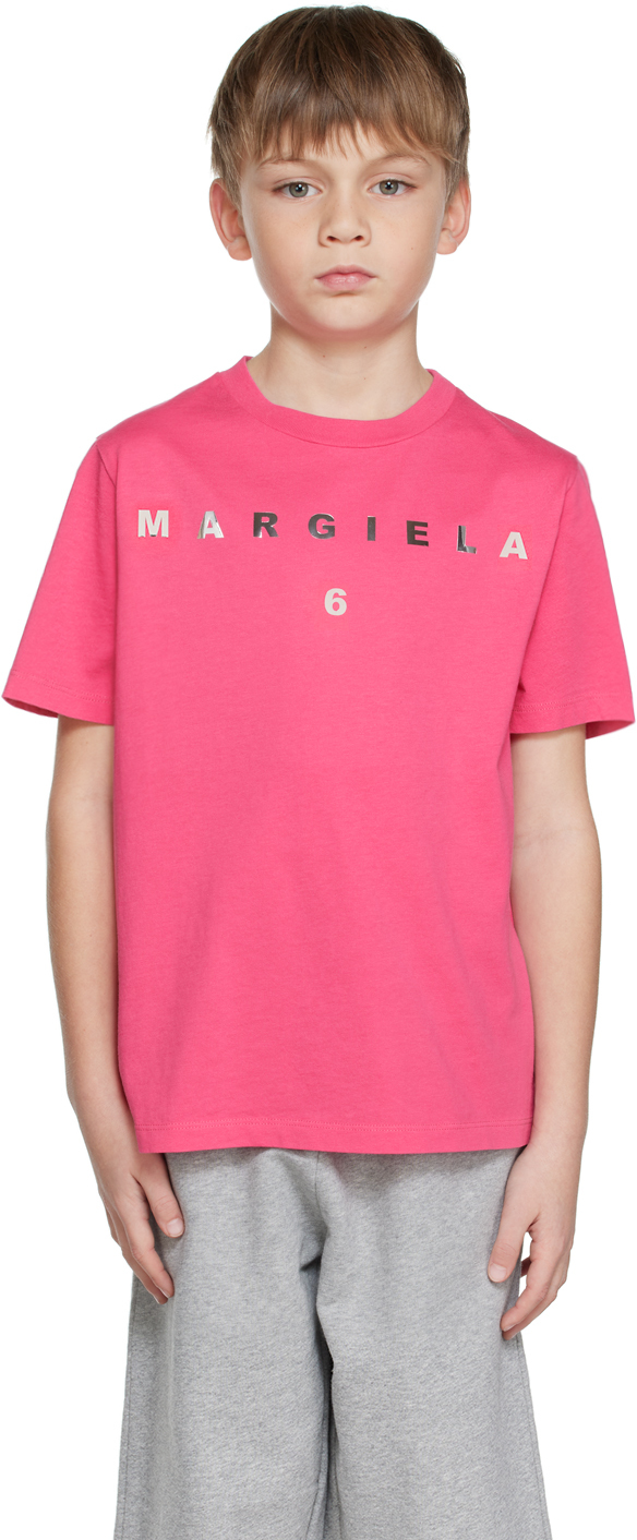 Mm6 Maison Margiela Kids Pink Metallic T-shirt In M6303
